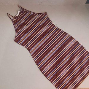 Maroon Striped Bodycon Dress